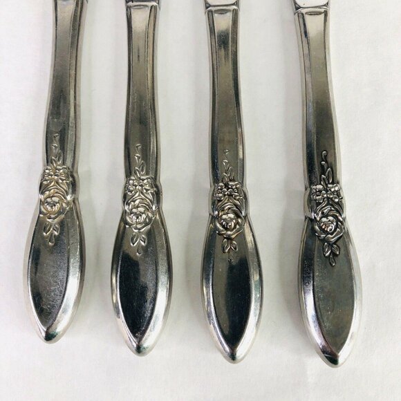 4 Oneida Community Spring Rose Hollow Handle Knives Betty Crocker Stainless Lot - Picture 5 of 5